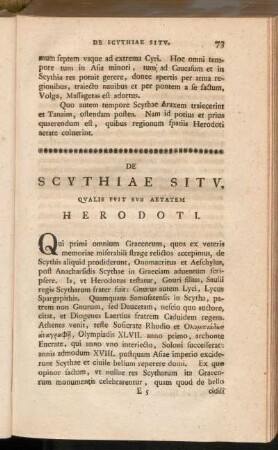 De Scythiae Sitv, Qvalis Fvit Sve Aetatem Herodoti
