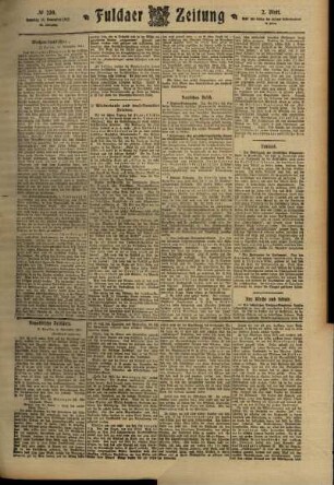 Zweite Ausgabe vom Samstag, den 11. November 1911.