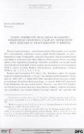 47.1999: Zespół portretów oraz obraz ołtarzowy Wskrzeszenie Piotrowina z kaplicy Oświęcimów przy kościele OO. Franciszkanów w Krośnie
