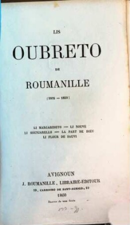 Lis Oubreto : (1835 - 1859)