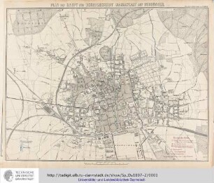 Plan der Haupt- und Residenzstadt Darmstadt mit Bessungen / nach amtlichen Quellen bearb. von F. Heberer