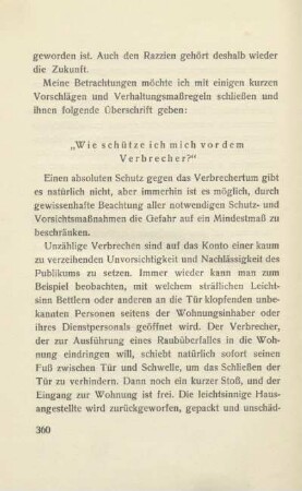 "Wie schütze ich mich vor dem Verbrecher?"