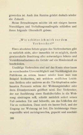 "Wie schütze ich mich vor dem Verbrecher?"