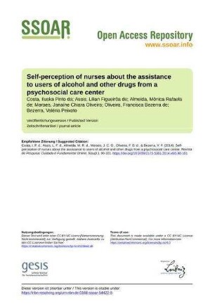 Self-perception of nurses about the assistance to users of alcohol and other drugs from a psychosocial care center
