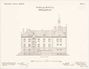 Feldartilleriekaserne, Halle/Saale: Stabsgebäude: Aufriss Rückansicht 1:100