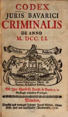 Codex Juris Bavarici Criminalis De Anno M.DCC.LI.