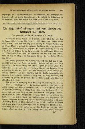 ¬Die¬ Reformbestrebungen auf dem Gebiet des deutschen Aufsatzes