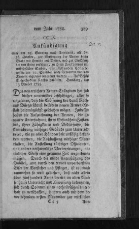 CCLX. Ankündigung