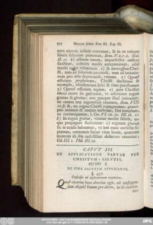 Caput III. De Applicatione Partae Per Christum Salutis.