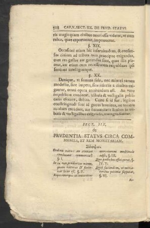 Sect. IIX. de Prudentia Status Circa Commercia, Et Rem Monetariam.