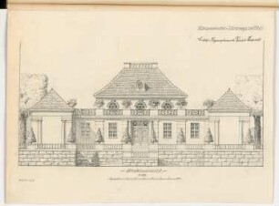 Gartenhaus Monatskonkurrenz April 1921: Aufriss Vorderansicht 1:50; Maßstabsleiste