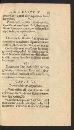 Caput VI. De universitate et Singularitate.