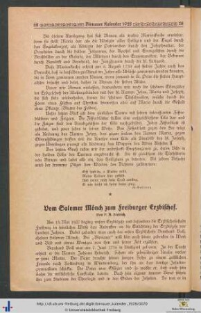 Vom Salemer Mönch zum Freiburger Erzbischof.