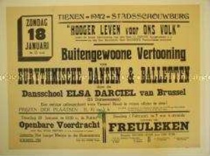 Maueranschlag aus dem besetzten Belgien zur Ankündigung von Kulturveranstaltungen