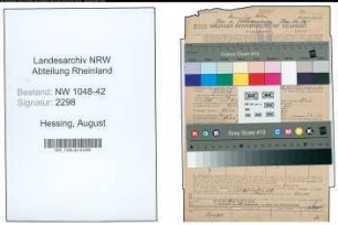 Entnazifizierung August Hessing , geb. 31.05.1886 (Glasreiniger)