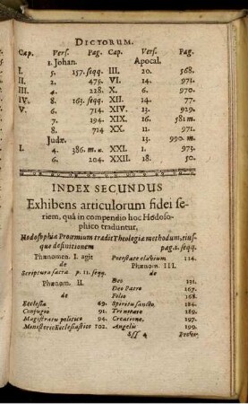 Index Secundus. Exhibens articulorum fidei seriem, qua in compendio hoc Hodosophico traduntur
