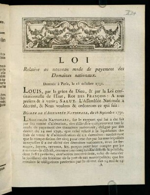 1-12, Loi Relative au nouveau mode de payement des Domaines nationaux.