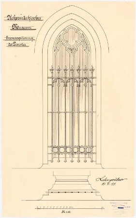 Uckermärkisches Museum, Prenzlau Umbau der Heilig-Geist-Kirche: Eisenvergitterung der Fenster: Ansicht 1:10