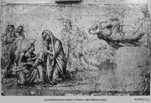 Anbetungsszene mit Maria und Heiligen