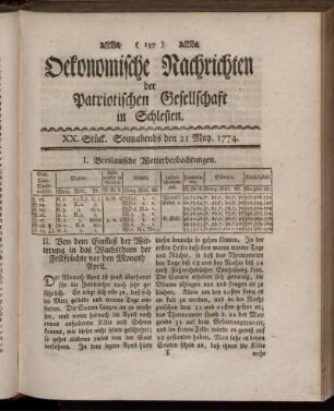 XX. Stück. Sonnabends den 21 May. 1774.
