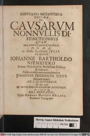 Disputatio Metaphysica Decima De Causarum Nonnullis Distinctionibus