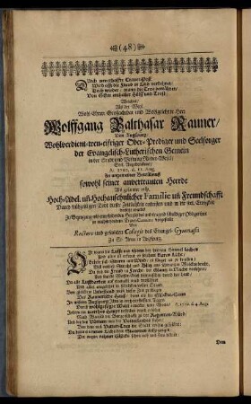 ... Wolffgang Balthasar Rauners/ ...
