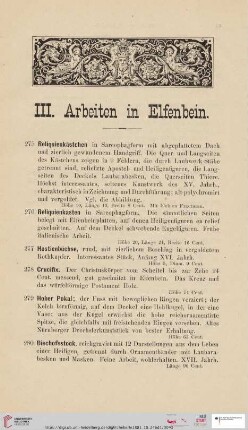 III. Arbeiten in Elfenbein (Nr. 275-296)