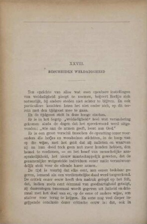 XXVIII. Bescheiden weldadigheid