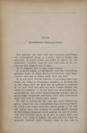 XXVIII. Bescheiden weldadigheid