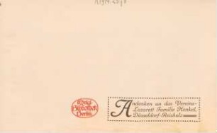 Andenken an das Vereins-Lazarett Familie Henkel, Düsseldorf-Reisholz