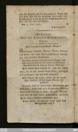 [Catechetische Sonntags-Lectionen.]