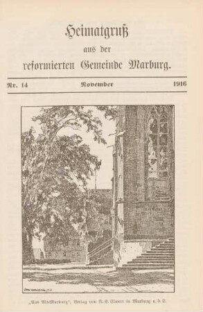 14.1916: Heimatgruß aus der reformierten Gemeinde Marburg