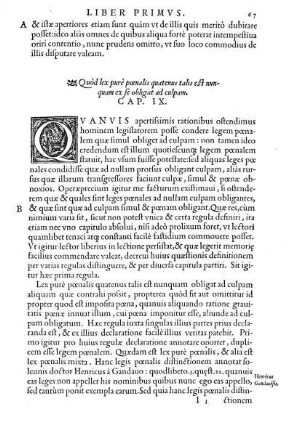 Quòd lex purè pœnalis quatenus talis est nunquam ex se obligat ad culpam. Cap. IX.