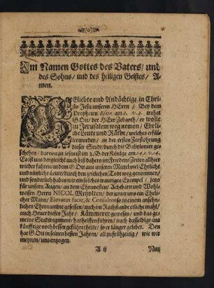Im Namen Gottes des Vaters/ [...]