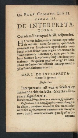 Liber II. De Interpretatione. Cui idem liber apud Arist. respondet.