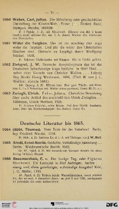 Deutsche Literatur bis 1865 (Nr. 1064 - 1114)