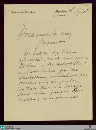 Brief von Hermann Groeber an Friedrich Kallmorgen vom 28.02.1910 - K 2663, 15
