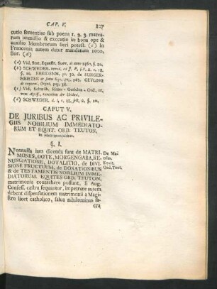 Caput V. De Iuribus Ac Privilegiis Nobilium Immediatorum Et Equit. Ord. Teuton. in Martimonialibus