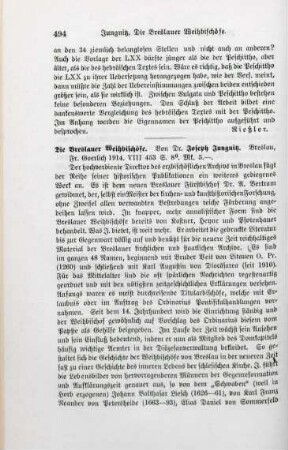 494-495 [Rezension] Jungnitz, Joseph, Die Breslauer Weihbischöfe