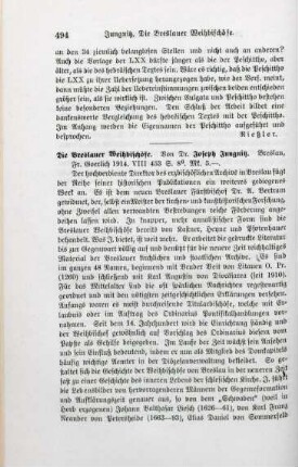 494-495 [Rezension] Jungnitz, Joseph, Die Breslauer Weihbischöfe