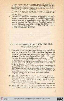 II. Religionswissenschaft, Kirchen- und Ordensgeschichte (Nr. 27-58)