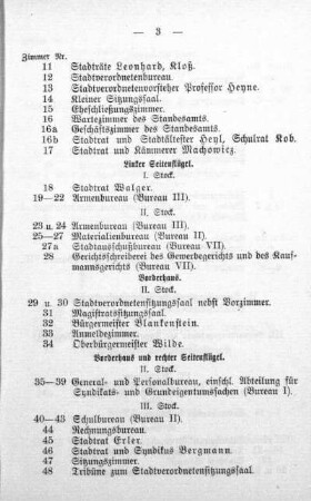 Bezeichnung der städtischen Verwaltungsstellen für den inneren Verkehr