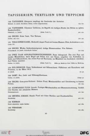 Tapisserien, Textilien und Teppiche (Nr. 148-178)