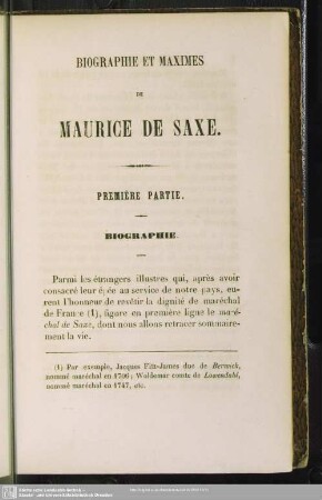 Biographie et Maurice de Saxe