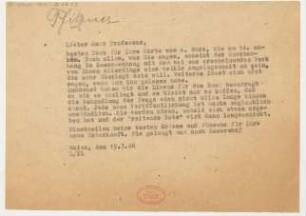 Brief an Hans Pfitzner : 15.03.1946