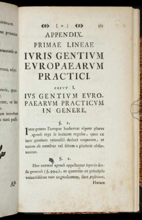 Appendix. Primae lineae iuris gentium europaearum practici.