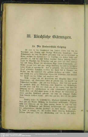 III. Kirchliche Gärungen