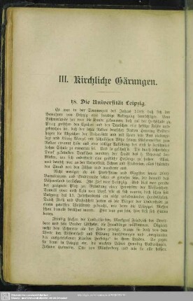 III. Kirchliche Gärungen