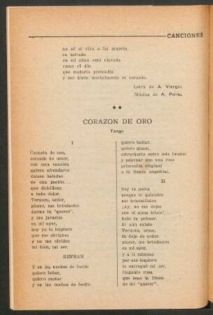 Corazón de oro : Tango