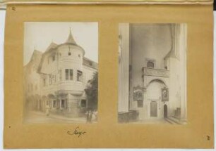 Wohnhaus, Steyr. Stadtpfarrkirche, Steyr: Ansichten (aus: Skizzen- und Fotoalbum 21)